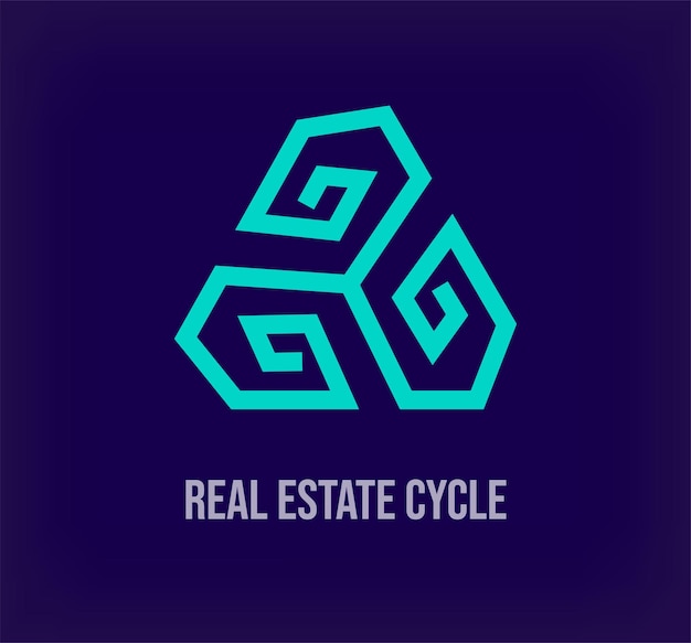 Уникальный логотип цикла недвижимости Креативная продажа дома красочная графика Корпоративная компания Vector
