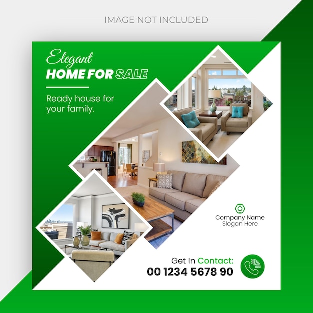 Unique real estate house social media post or square banner template