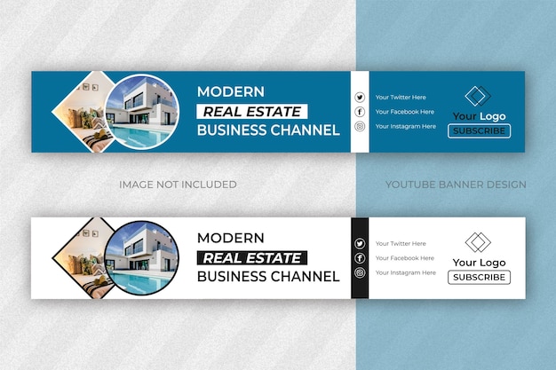 개인 및 비즈니스 템플릿을 위한 독특한 부동산 Youtube 표지 디자인