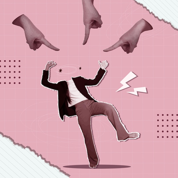 unique representation of women struggles in collage form vector illustration