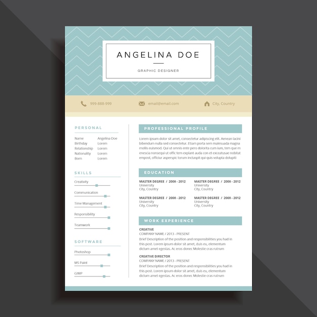 Unique Resume CV Template Design