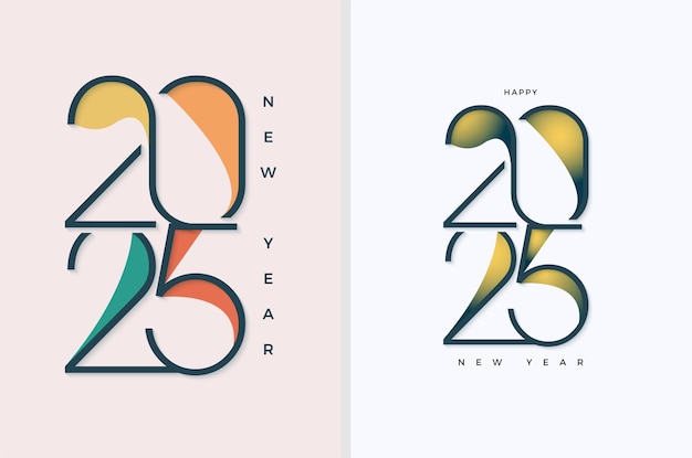 Unique and simple happy new year 2025 design Premium design for 2025 new year celebration Vector premium modern 2025 background