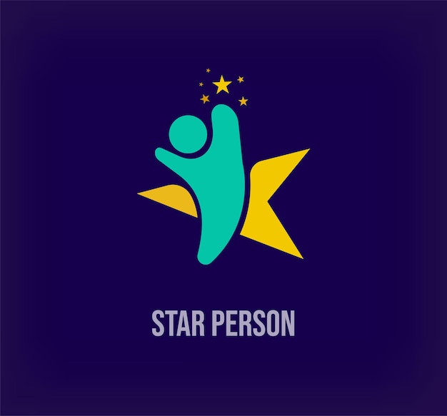 Unique successful star human idea logo unique color transitions star team and leadership logo