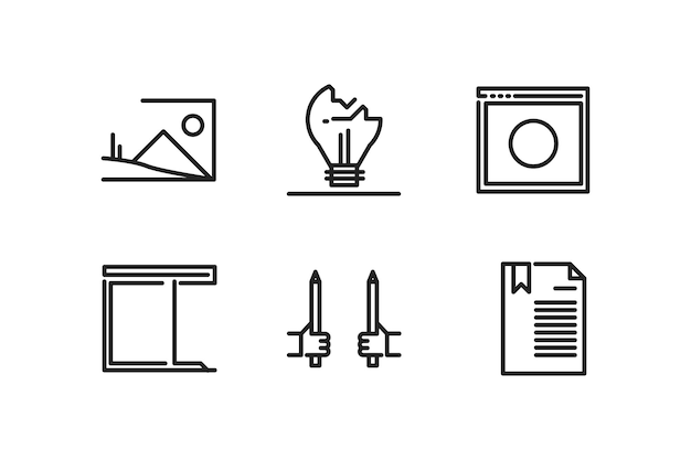 Unique thin line icons set of digital law copyright ideas issues