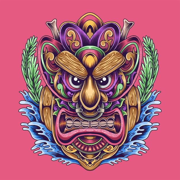 Design unico dell'illustrazione della maschera tiki