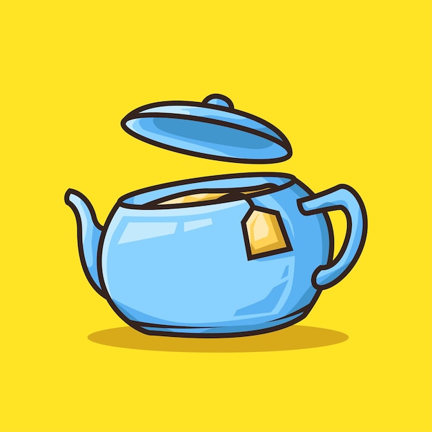 Unique Traditional Teapot for making Tea or Coffee in Colourful Cartoon Line Art Illustration