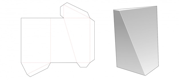 Unique triangular box die cut template