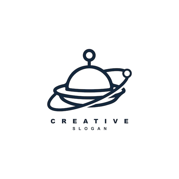 Unique ufo with saturn ring logo design for your brand or business