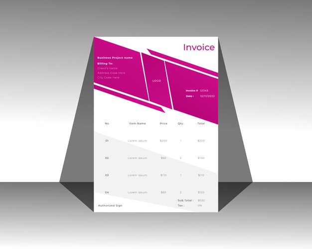 Unique vector invoice template design