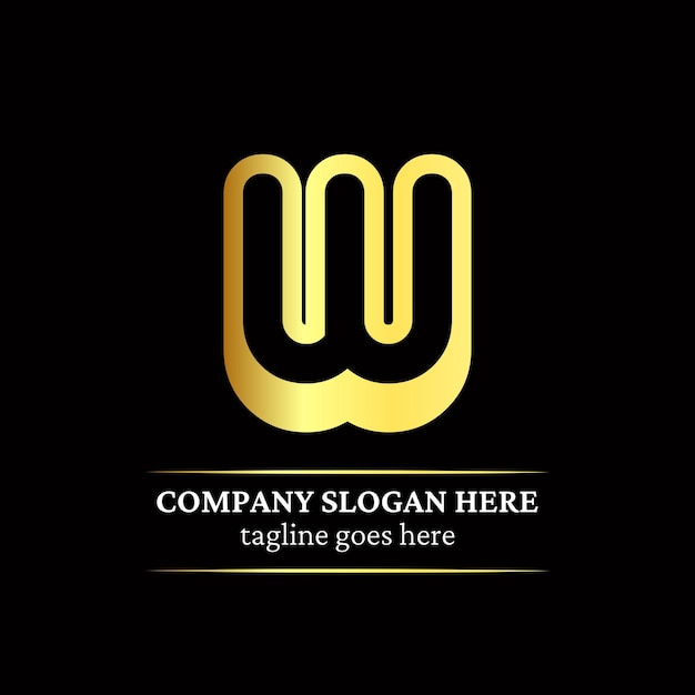 Unique w logo vector in golden style