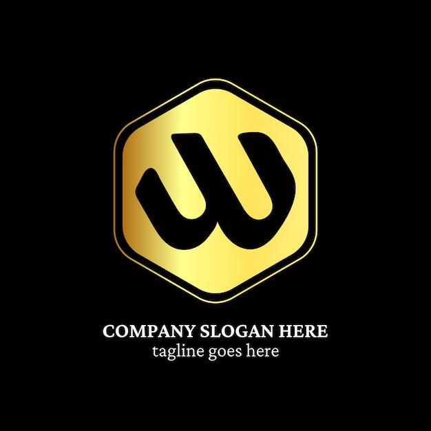 Unique w logo vector in golden style