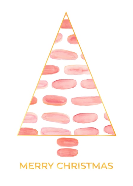 Unique watercolor Christmas trees in peach color