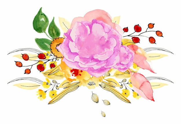 unique watercolor elegant flower  illustration