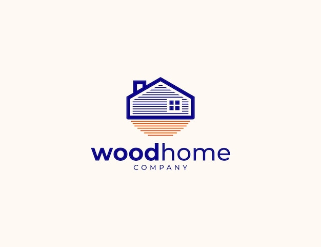 Unique wooden house illustration logo design