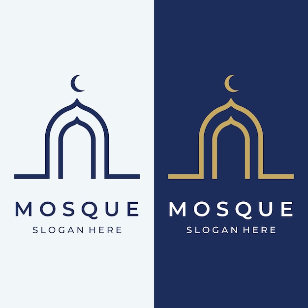 Vector uniquemodern and creative luxury mosque logo template with monogramlogo for islamicramadancompany