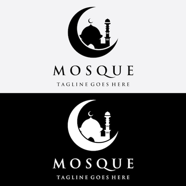 Unico modello di logo della moschea di lusso moderno e creativo con logo monogramma per l'azienda islamicramadan