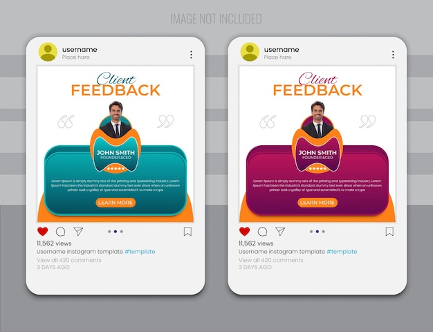 Vettore modello di progettazione di feedback sulle testimonianze dei clienti di uniquemodren