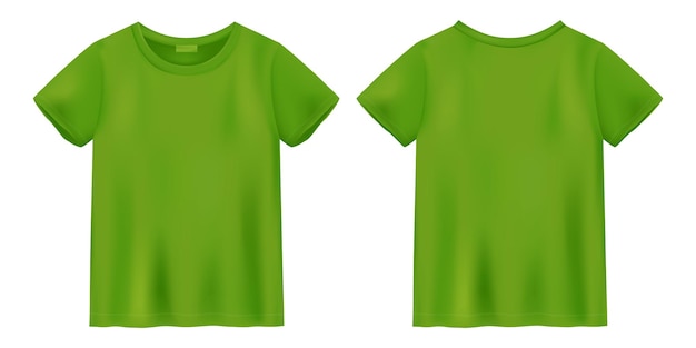 Vector unisex light green t shirt mock up. t-shirt design template. short sleeve tee.