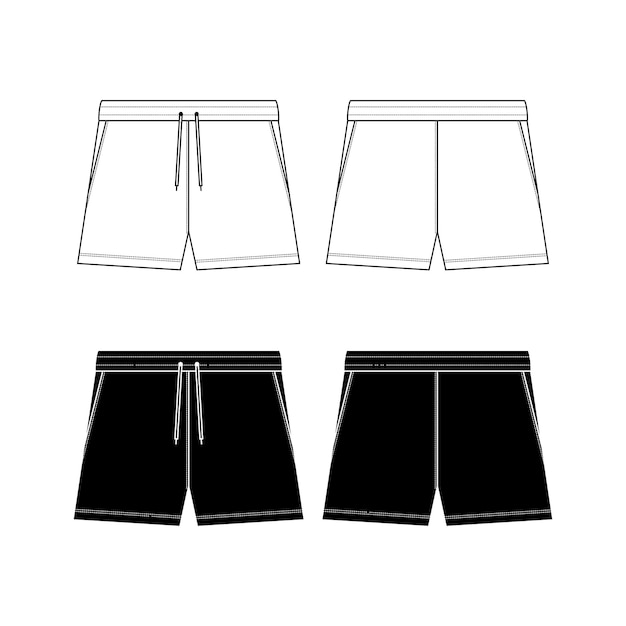 Vettore shorts sudati unisex illustrazione tecnica di moda pantaloni corti modello piatto di moda