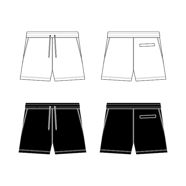 Vector unisex sweat shorts technical fashion illustration short pants fashion flat template