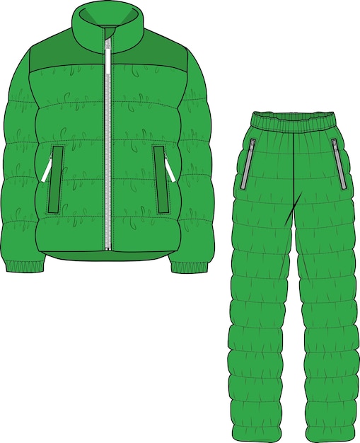 Unisex wear snow suit puffer jacket and jogger set vector