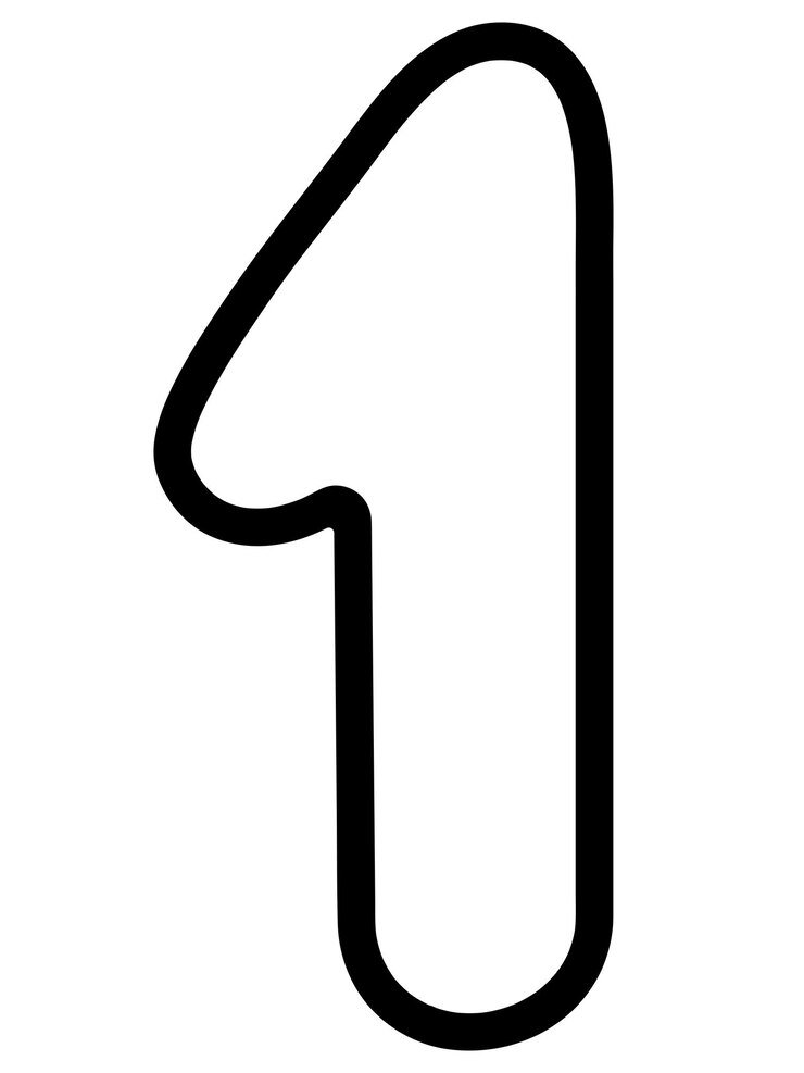 Vector unit number one with rounded corners arabic number symbol sketch doodle style