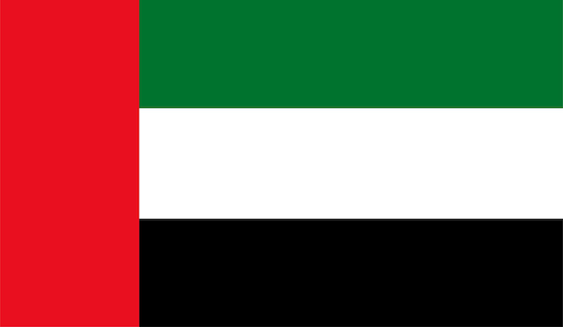 アラブ首長国連邦の旗-元の色とプロポーション。アラブ首長国連邦のベクトルイラストEPS10