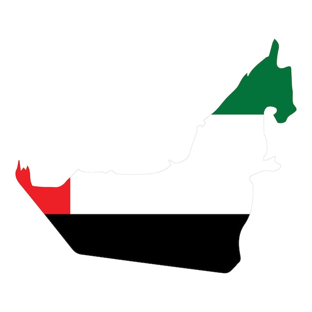 United Arab Emirates map with flag on grey background Vector illustration