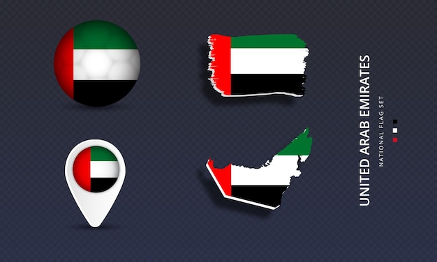 Vector united arab emirates national country wave flag set