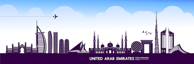 Vector united arab emirates travel destination grand