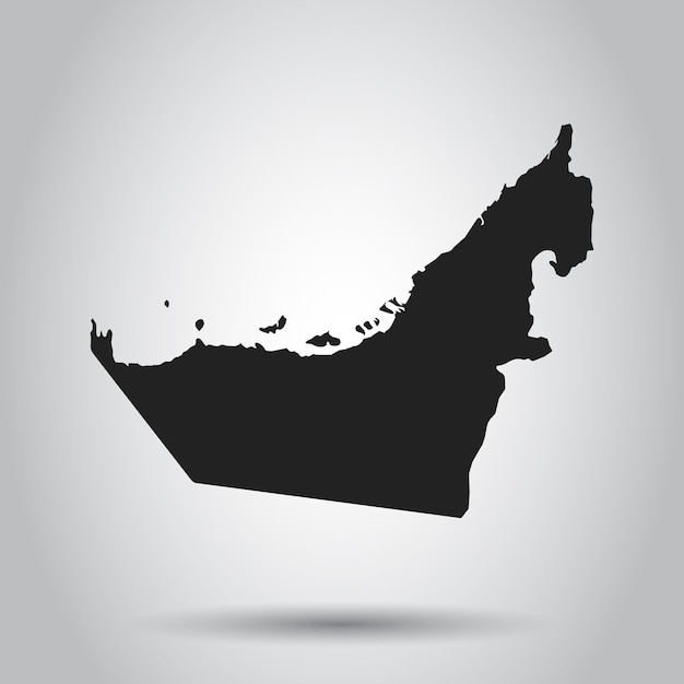 Vettore mappa vettoriale degli emirati arabi uniti icona nera su sfondo bianco