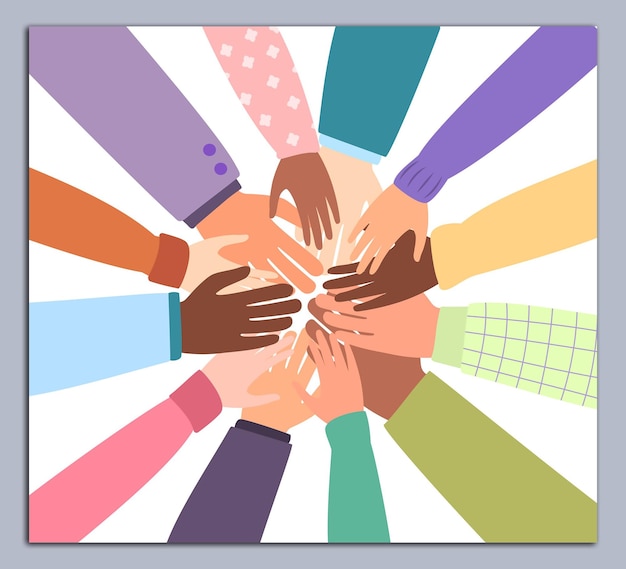 Vector united community of the world different nationalities together for teamwork unity or diversity vector isolated hands hearts