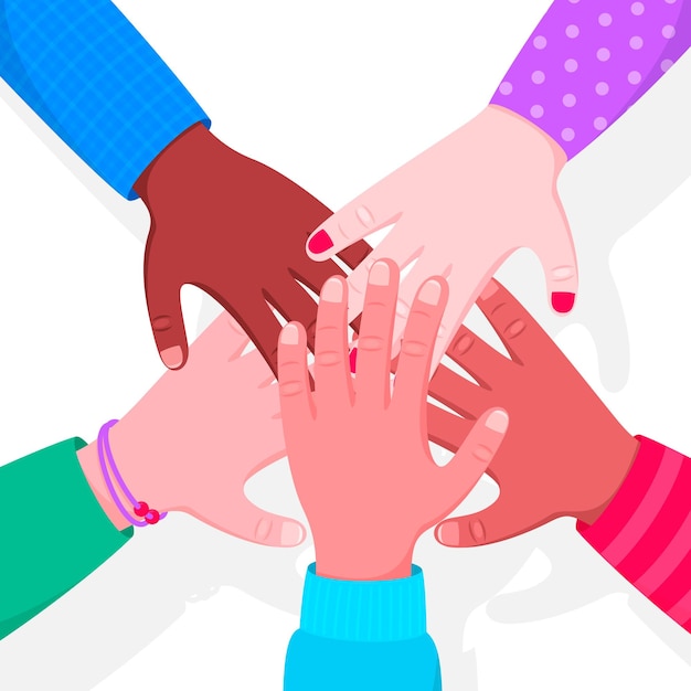 Vector united hands for diversity and against racism