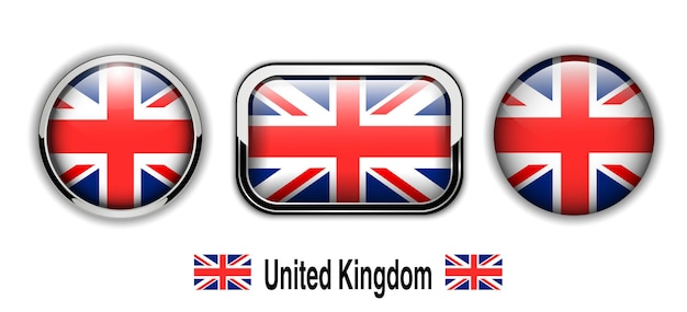 United kingdom flag buttons, 3d shiny.