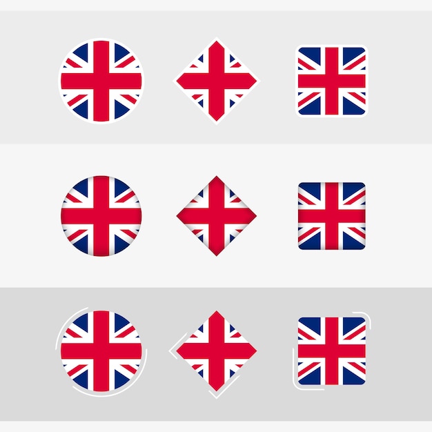 United Kingdom flag icons set vector flag of United Kingdom