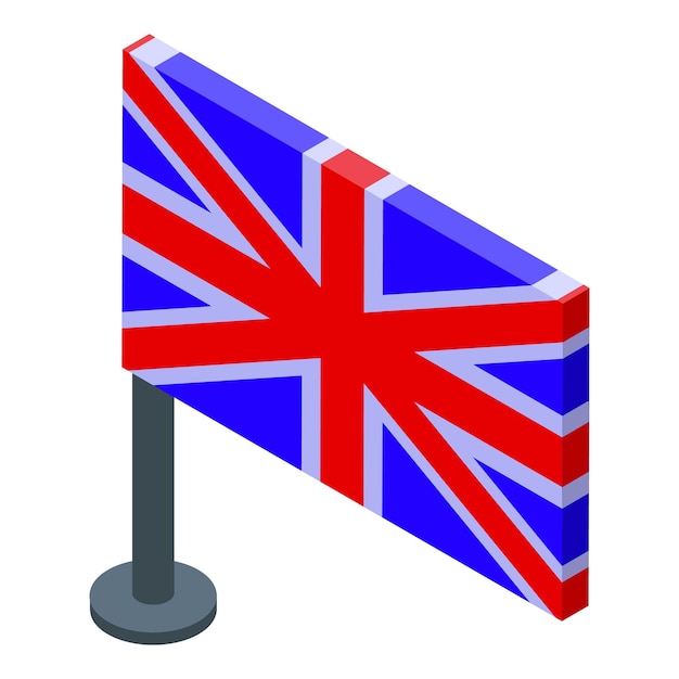 柱の上に立っているイギリス国旗のイソメトリックイラスト