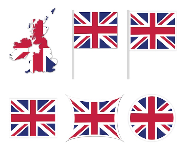 united kingdom flags on many objects illustration