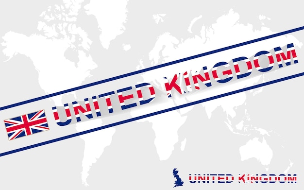 United kingdom map flag and text illustration