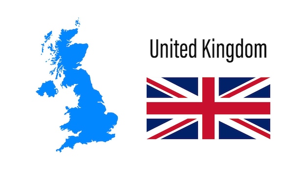 Vector united kingdom map icon and flag in flat style simple vector