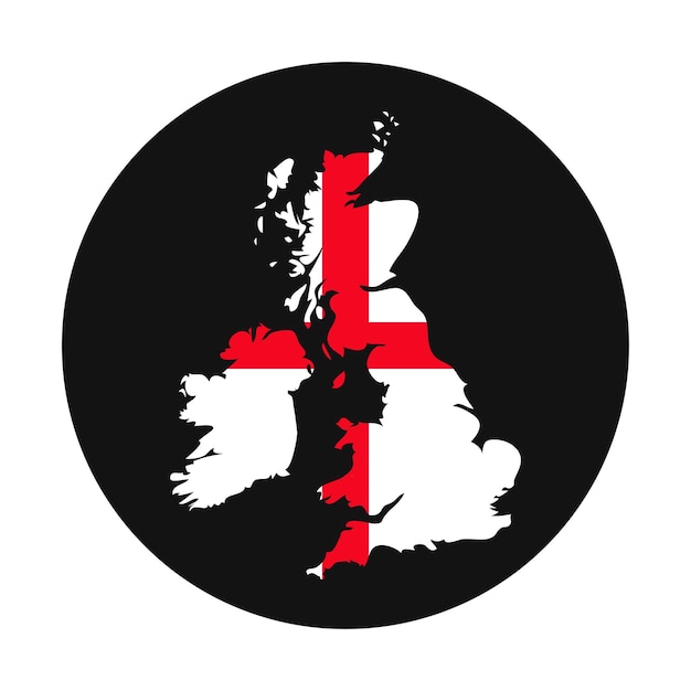 United kingdom map silhouette with flag on black background