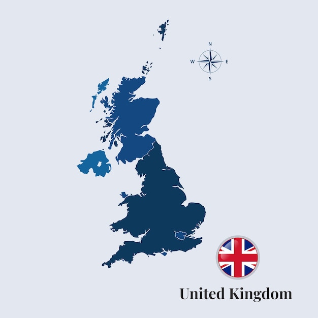 旗のあるイギリスの地図イギリスの旗の地図