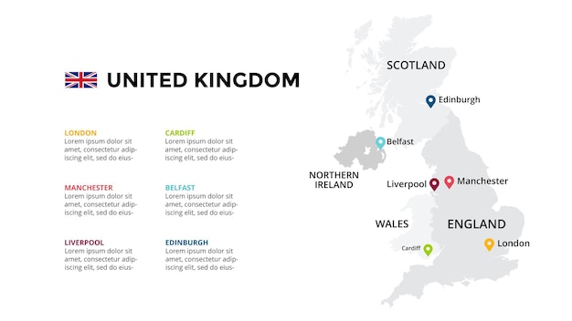 Vector united kingdom vector map infographic template slide presentation europe country