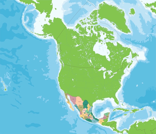 ベクトル アメリカ合衆国メキシコ合衆国地図