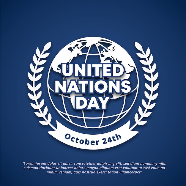 Vector united nations day background with cutting paper design and typography