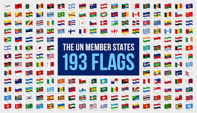 유엔 회원국 깃발 유엔 유엔 국가의 물결 모양의 국기