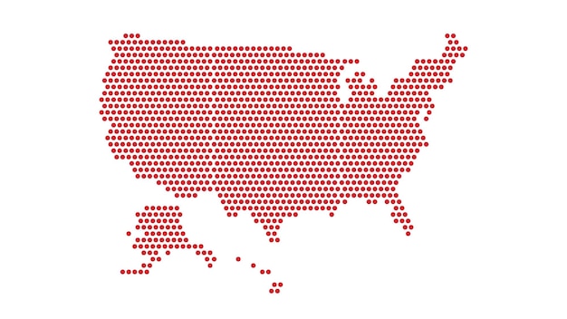 ドット株式ベクトルから作られたアメリカ合衆国地図