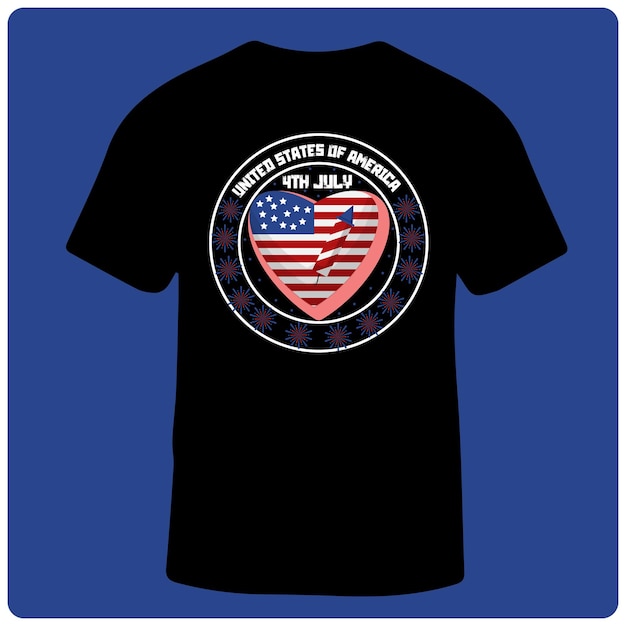 Vector united states of america black t shirt for 4th july