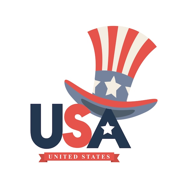 united states of america card with top hat icon 