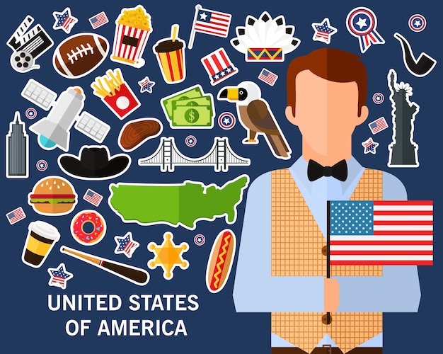 Vector united states of america concept background .flat icons