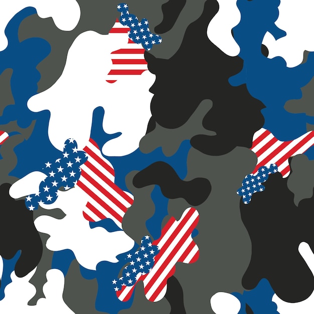 United States of America flag colors camouflage pattern